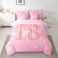 thumbnail image 2 of Homewish Number 18 7-Piece Twin Bedding Sets,Personalized Birthday Bedding Comforter Set,Pink Lovely Bow Knot Sheet Sets For Girls,Luxury Bedroom Decor Reversible, 2 of 8