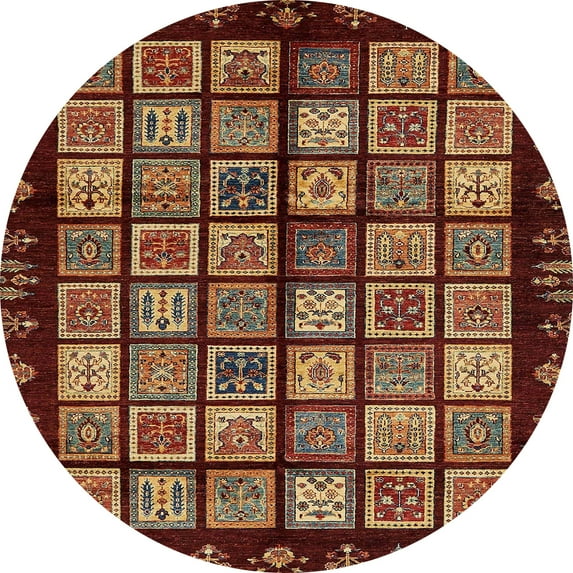 Ahgly Company Indoor Round Abstract Bronze Brown Abstract Area Rugs, 5' Round