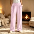 thumbnail image 2 of Hulanddfd Womens pants Sweatpants Wide Leg Casual Cotton Pants with PocketsPink2XL, 2 of 6