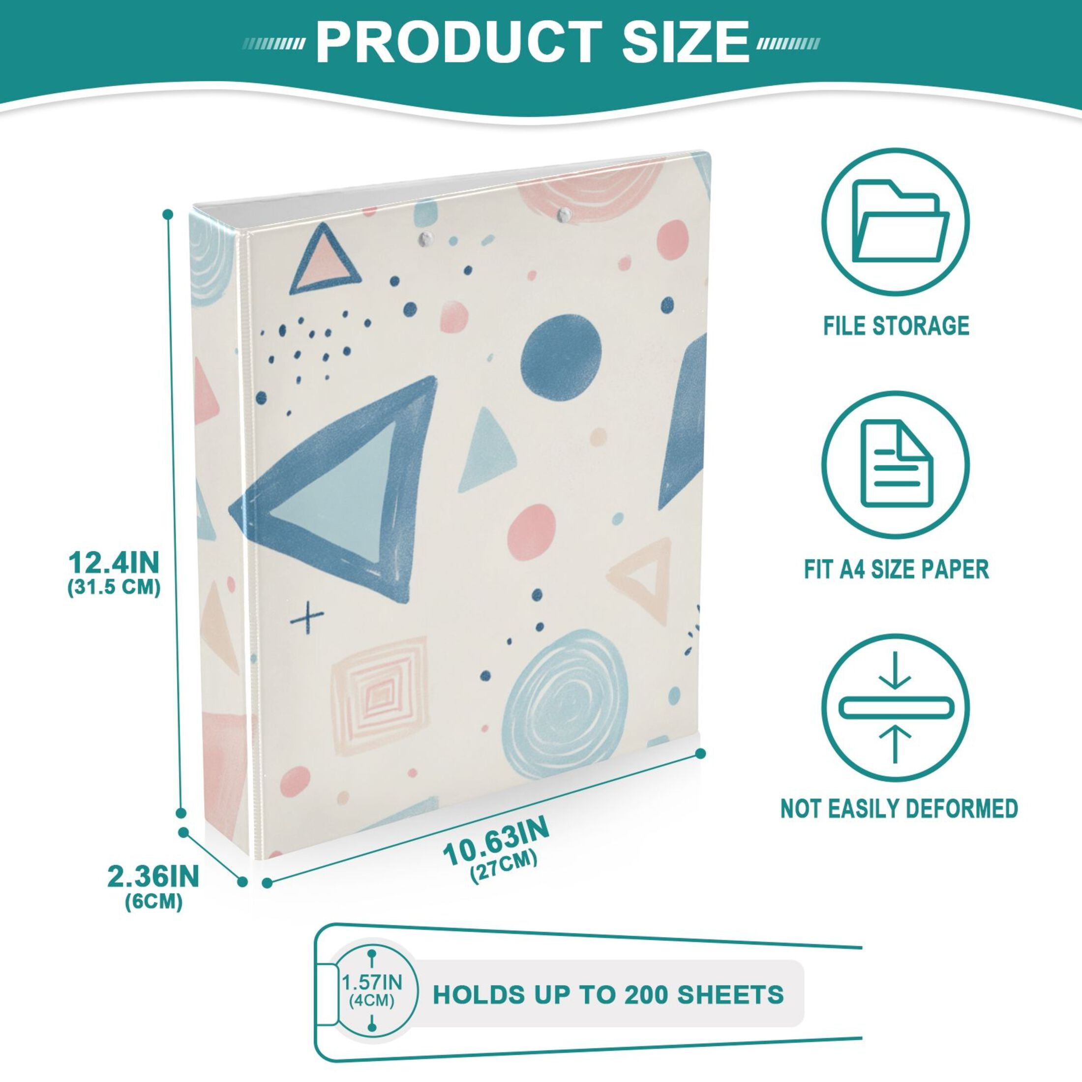 Digital Illustration Dots 3 Ring Binders 1.5 inch Hardcover File Folders with Interior Pockets A4 Size Organizer for School Office Hospital Set of 2