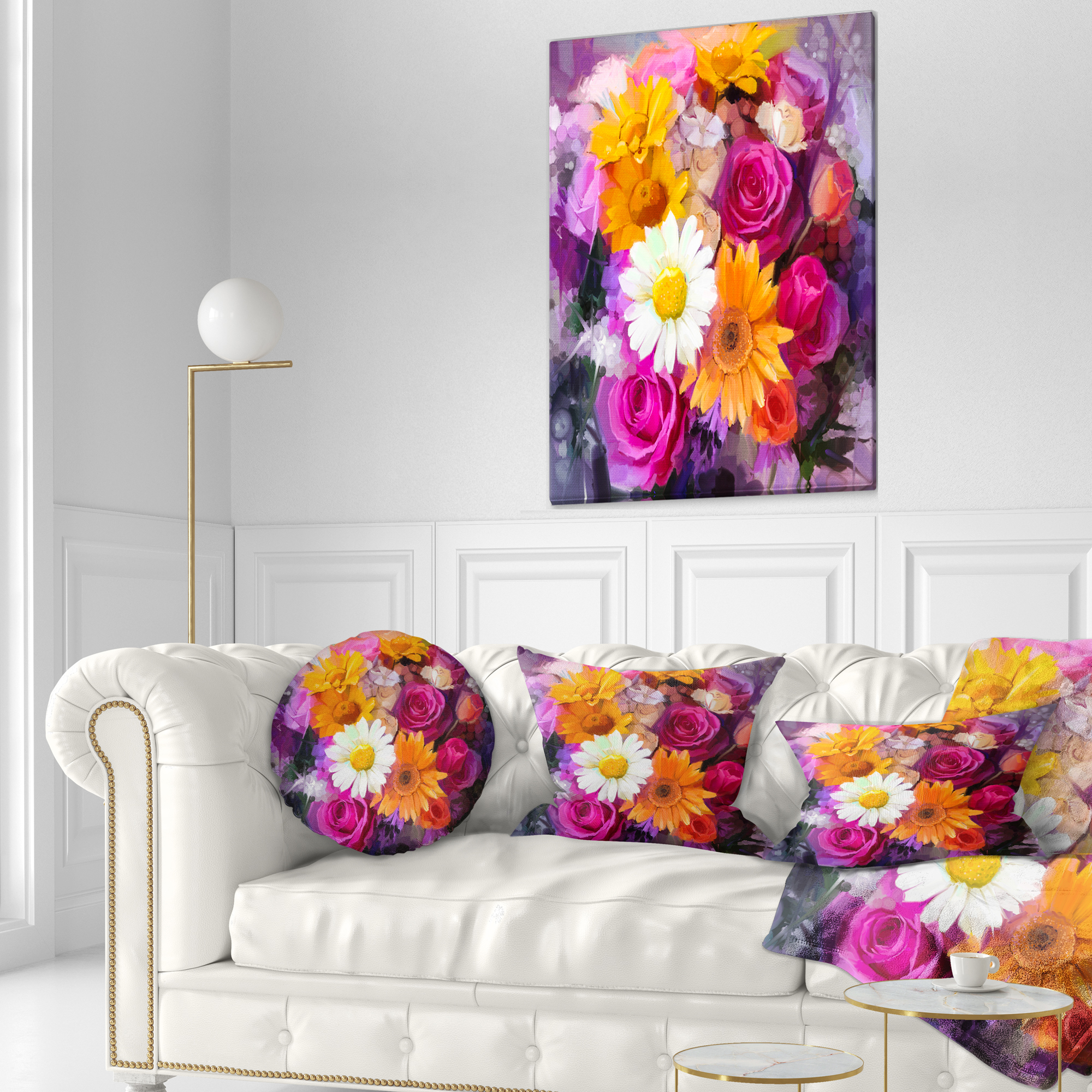 Designart Bouquet of Flowers Watercolor - Floral Throw Pillow - 12x20