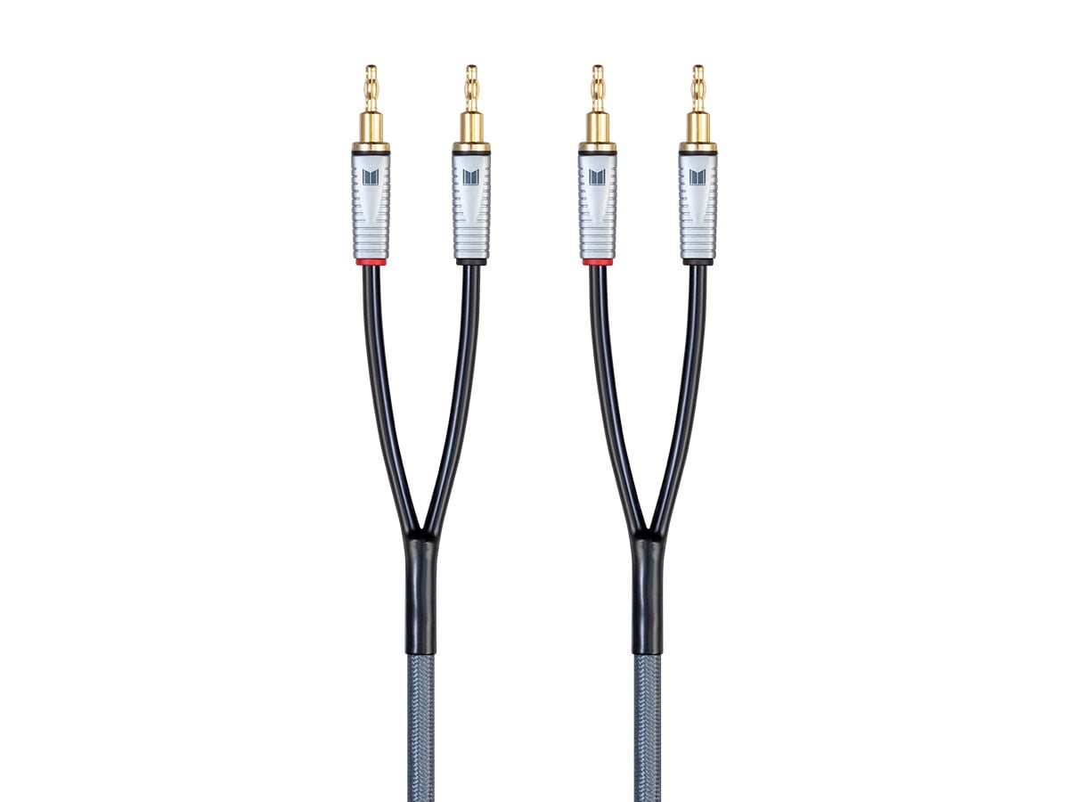 Monoprice Monolith Multi-Strand Conductors Speaker Wire - 10 Feet - Pair, PE Insulated, 14AWG, Oxygen Free Copper With Gold Plated Banana Plug Connectors