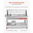 thumbnail image 5 of KFFKFF Professional Food Heating Unit, Electric Steam Table with 5 Trays + 2 Sauce Pots, 1800W Catering Grade Food Heating System with Protective Shield, Undershelf Wheels, and Stainless Steel, 5 of 9