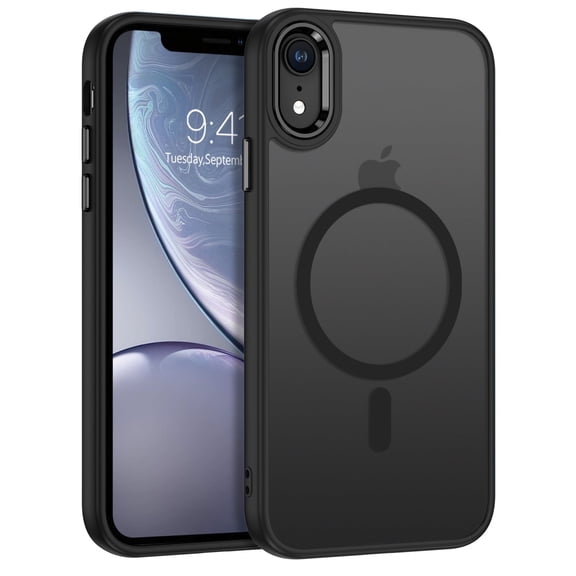 DUEDUE Magnetic iPhone XR Case 6.1", Anti-Scratch Anti-Yellow Case MagSafe Compatible, Translucent Matte Slim Shockproof Case For iPhone XR, Black