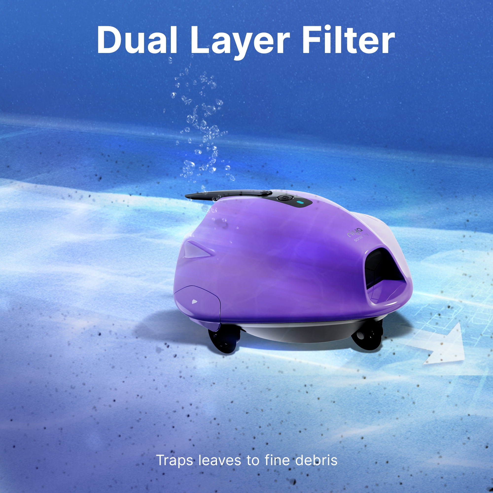 Niya (2026 Model) Sonar Ray Robotic Pool Vacuum Cleaner Pools up to 26 FT