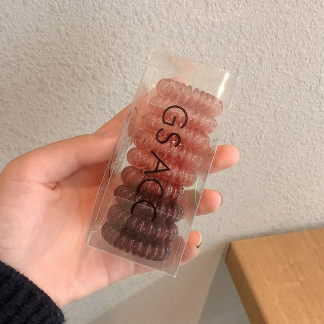 Élastiques à Cheveux en Spirale en Forme de Cordon de Téléphone Confortables à Porter Élastiques à Cheveux en Spirale pour Filles Dégradé Café