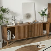 Modern TV Stand for TVs up to 70, Sliding Doors, Entertainment Center with Storage, Media Console