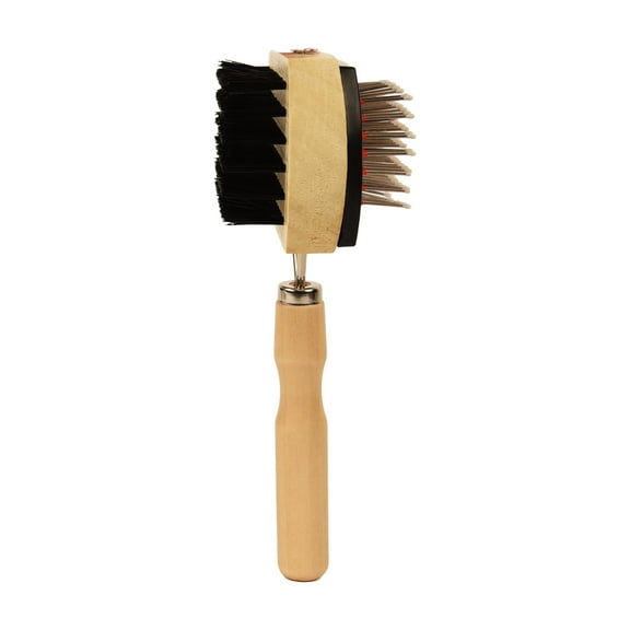 Double-Sided Dog 7 Inch Grooming Brush with Wood Handle, 2-In-1 Pin and Bristle Brush for Pet Hair