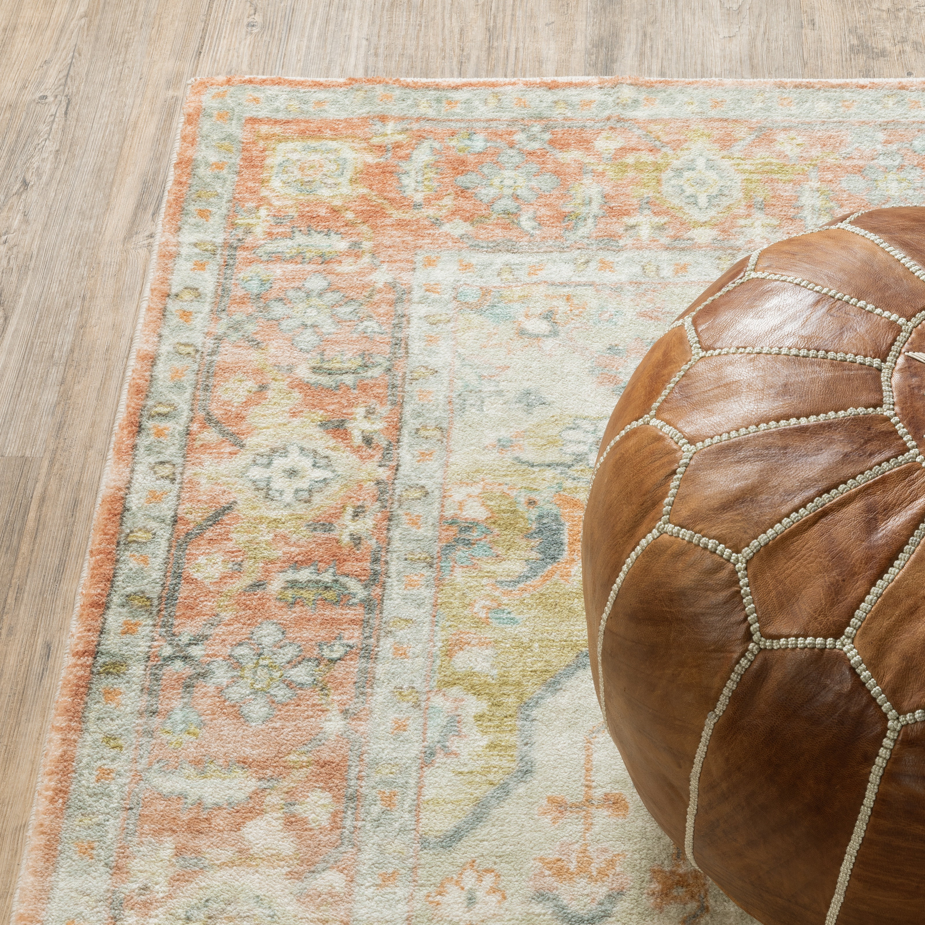 Avalon Home Silvana Distressed Medallion Area Rug, 2' X 8' Runner, Orange/ Silver