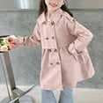 thumbnail image 6 of NAISIBABY Girls Trench Jacket with Notched Lapel 6T, British Style Double Breasted Long Sleeve Fall Mid-Length Fashion Coat Pink(2-12T), 6 of 7