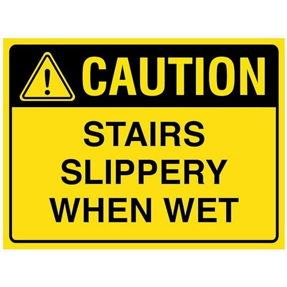 CAUTION STAIRS SLIPPERY WHEN WET SIGN Workplace Signs Metal Tin Sign 8 x 12 inch Safety Signs for Industrial & Commercial Series
