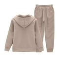 thumbnail image 5 of QBABYOO Girls 2 Piece Tracksuit Set Fall Color Block Sweatsuit Girls Sweatsuit 2T Girl Clothes Toddler Jogger Set Long Sleeve Checkered Sweatshirts+Sweatpants, Khaki 5-6Y, 5 of 9