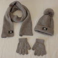 thumbnail image 2 of AJTQTH Girls Boys Warm Knitting Clothes Thick Beanie Cap with Cute Pompom+Embroidery Long Scarf+Colorblocked Gloves for Winter and Fall Gray Free Size, 2 of 6