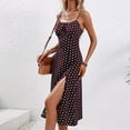 thumbnail image 6 of Cagogo Women Plus Size Sexy Flowy Slit Polka Dot Midi Dress Under $10 Summer Milkmaid Slip Vacation Dresses Spaghetti Strap Sleeveless Hide Belly Work Dresses, 6 of 6