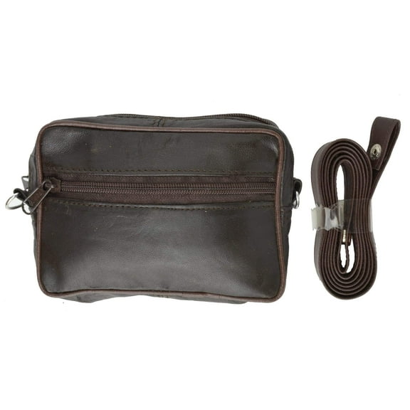 Genuine Leather Zippered Organizer Pouch with Detachable Shoulder Strap 115 (C)