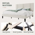 thumbnail image 6 of Amolife King Bed Frame, Platform Bed with Upholstered Velvet Adjustable Headboard, Wooden Slats, Easy Assembly, Cream, 6 of 9