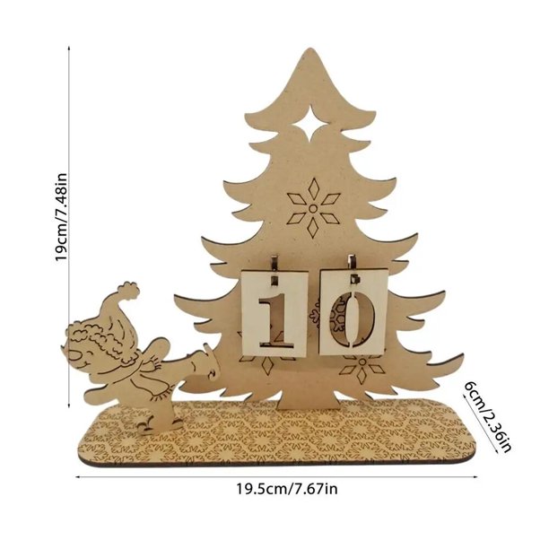 Calendario de Adviento de madera para Navidad, árbol de Navidad, casa, cuenta atrás, adornos de mesa, decoración del hogar para regalos de Año Nuevo