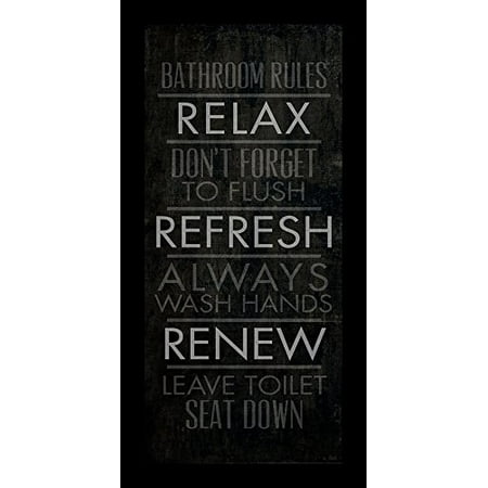 Bathroom Framed Decor buyartforless ML IF DD1034 1.25 9x20 BLK Plexi Framed Bathroom Rules 9X20 Family Art Print Wall Home Decor by Dallas Drotz ()