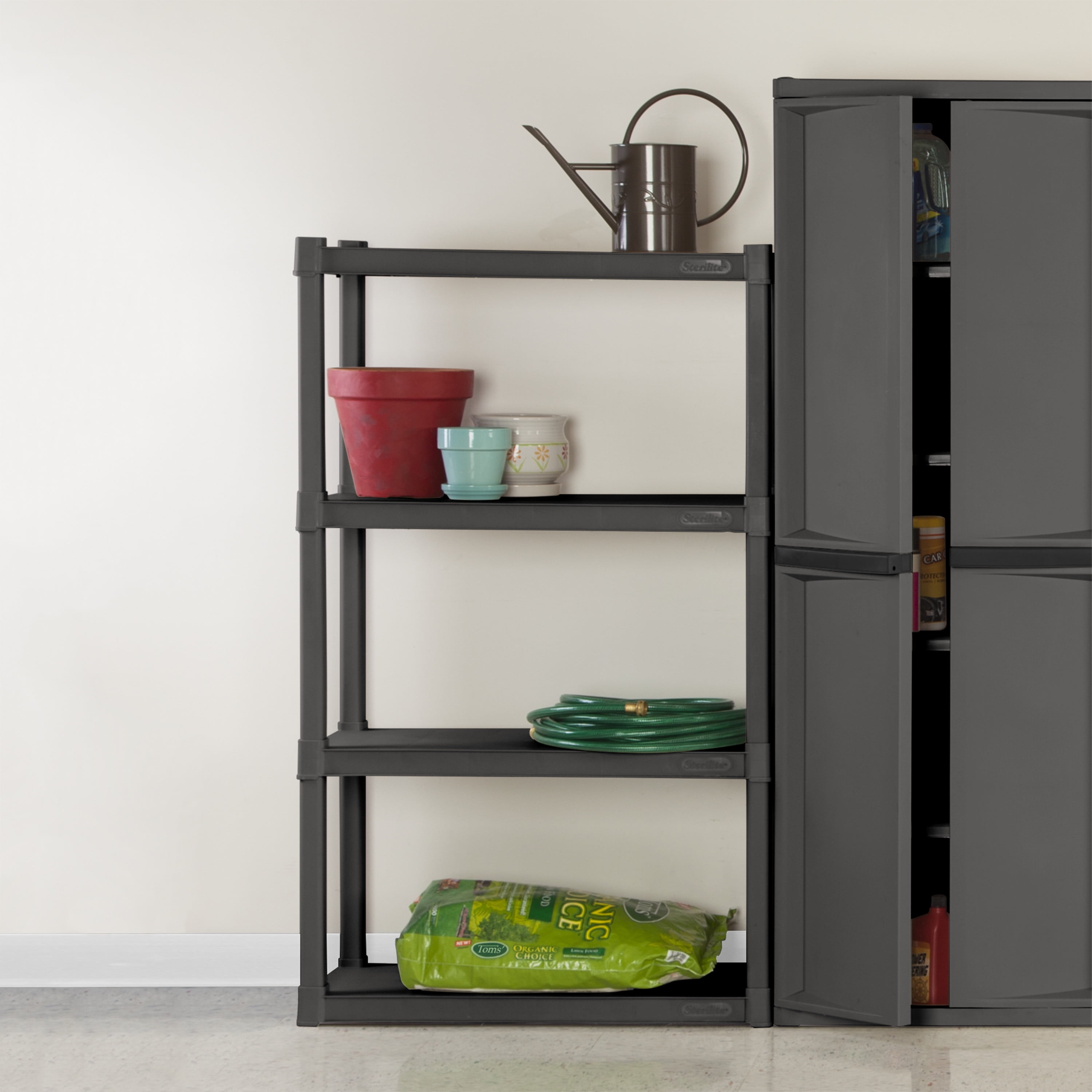 Sterilite 4 Shelf Unit, Flat Gray