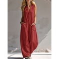 thumbnail image 2 of Womens Casual Sleeveless Jumpsuit Romper for Women Summer Beach Holiday One-Piece Outfit Red XL, 2 of 3