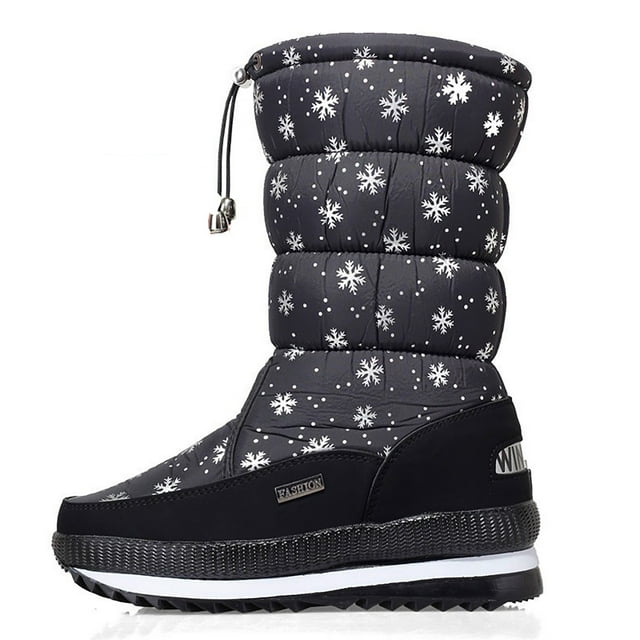 Dsscvnef Bottes d'Hiver pour Femmes Semelle Épaisse Doublées Chaudes Confortables Non Extérieures pour Temps Froid