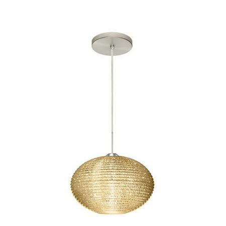 

1JT-4912GL-SN-Besa Lighting-Pape 10-One Light Cord Pendant with Flat Canopy-10.25 Inches Wide by 6.88 Inches High-Satin Nickel Finish-Glitter Glass