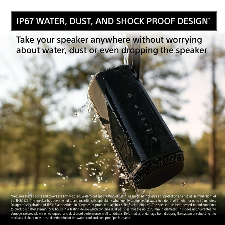 Sony SRS-XE200 Wireless Ultra Portable BLUETOOTH Speaker, IP67  Water-resistant, Dustproof and Shockproof, Black