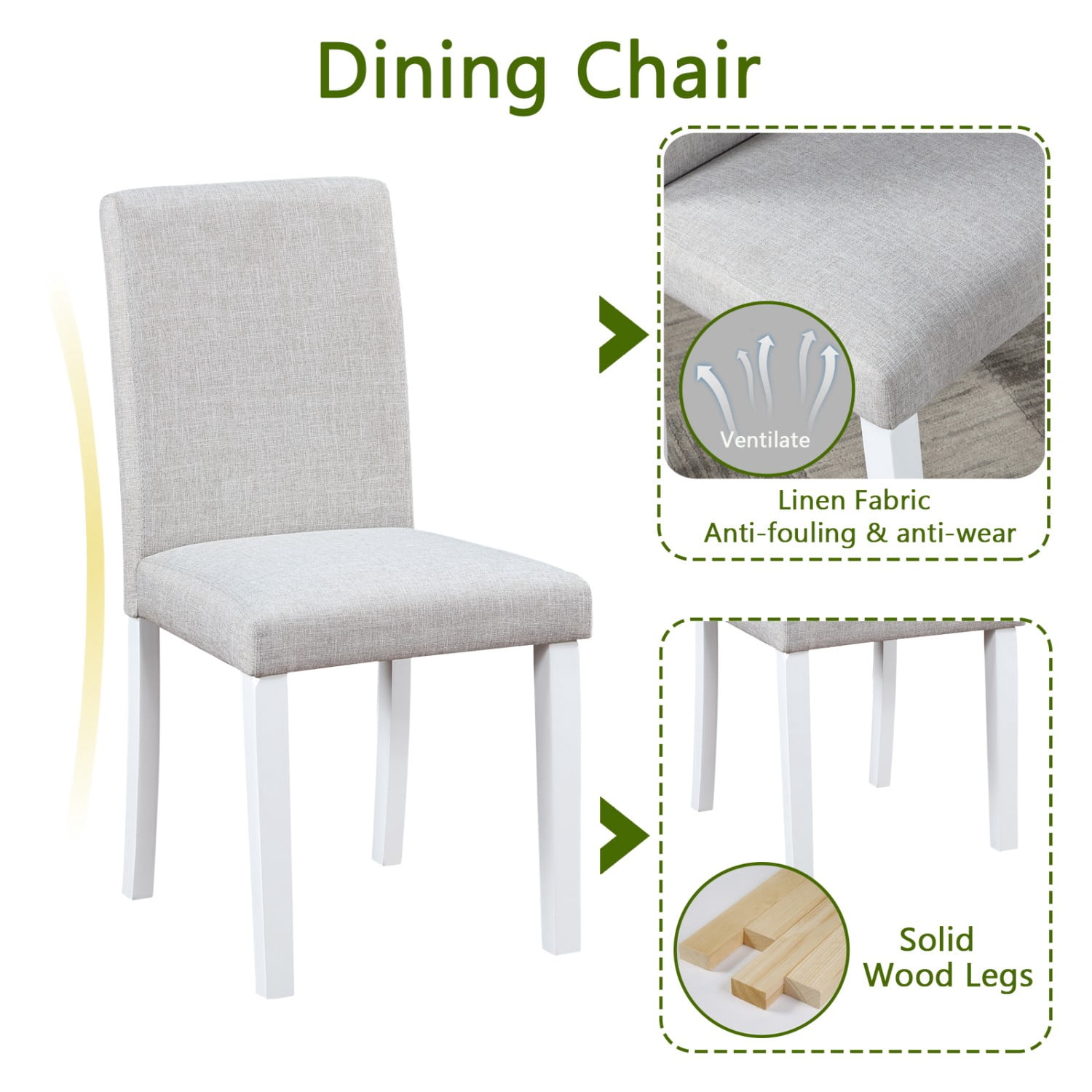 Gewnee Dining Table Set for 4, Modern 5-Piece Kitchen Table and Chairs,Dinette Sets for Breakfast Nook, Dining Room
