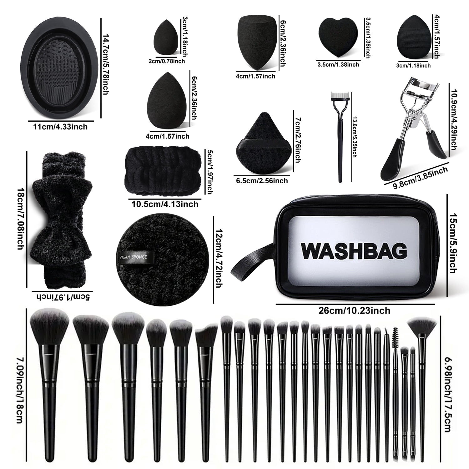 HGHDBT 65Pcs Black Makeup Brush Set Professional Makeup Kit Powder Concealers Eye shadows Blush Foundation Makeup Brushes