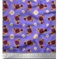 thumbnail image 1 of Soimoi Purple Georgette Viscose Fabric Leaves & Rose Floral Print Fabric Prints By the Yard 44 Inch Wide, 1 of 3