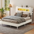 thumbnail image 6 of Dextrus Full Bed Frame with LED Headboard, Charging Ports, Storage Shelf, Boucle Upholstery, No Box Spring Needed, Cream, 6 of 10
