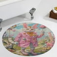 thumbnail image 4 of Easter Bunnies Rabbits Round Small Area Rug, Print Non Slip Washable Floor Mat, Soft Throw Rug for Living Room, Powder Room Entryway, Bathroom, Bedside, 4 of 7