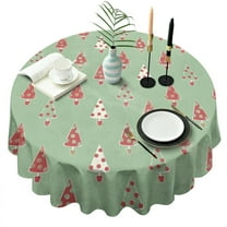 Green Christmas Tree Pattern Round Tablecloth 60"x60",Wrinkle Wipeable Table Cloth for Kitchen Dining Room Picnic Patio Party
