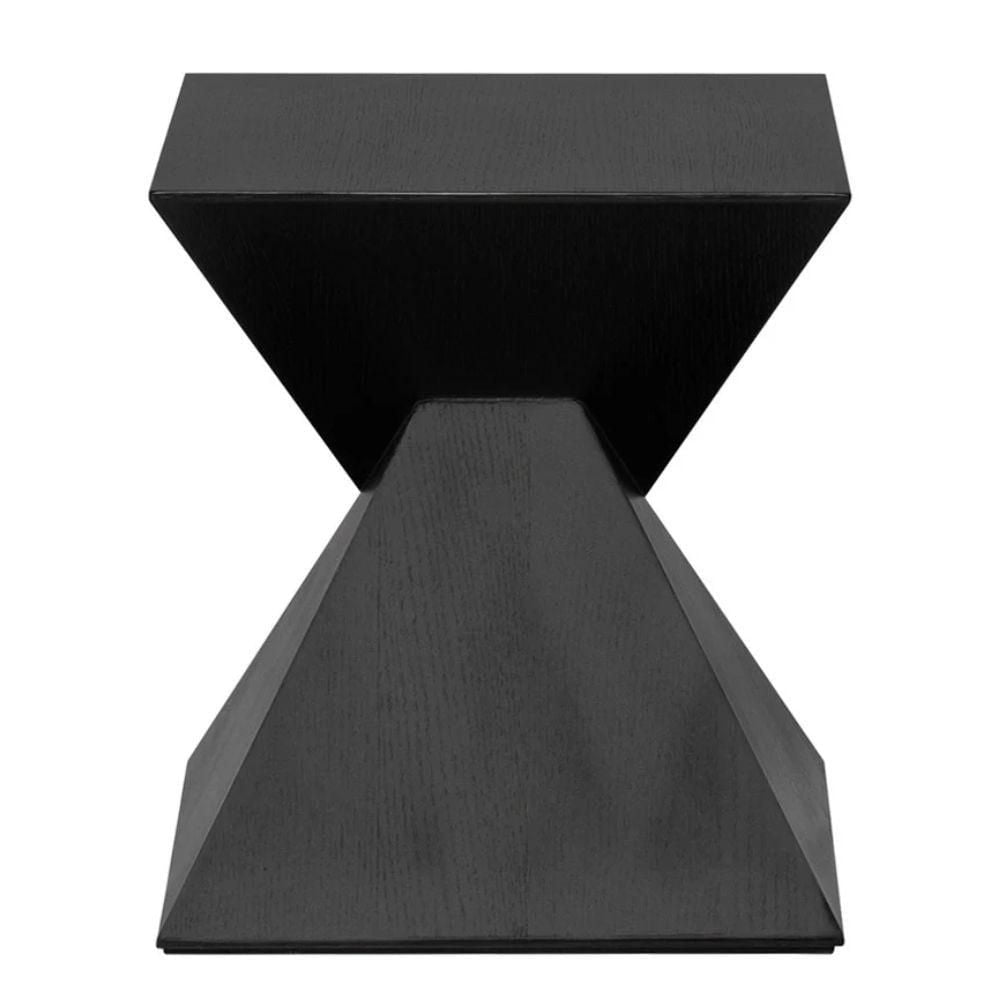 Gize Side Table with Walnut Top Black Veneer Wood Top