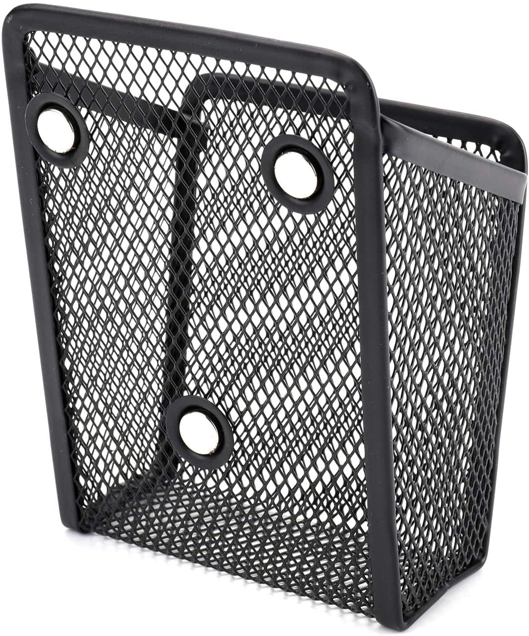 Casewin Magnetic Pencil Holder, Mesh Storage Metal Baskets Holder Container Storage Organizer with Magnets to Hold Whiteboard Kitchen Refrigerator Fridge, Locker Accessories, Black (4)