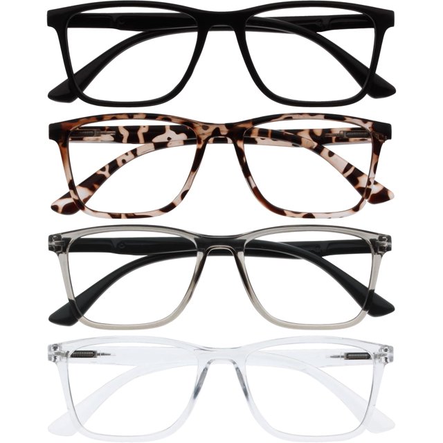 OPULIZE NYX Reading Glasses with Blue Light Blocking for Women Men, Rectangular Frame with UV & Eyestrain Protection
