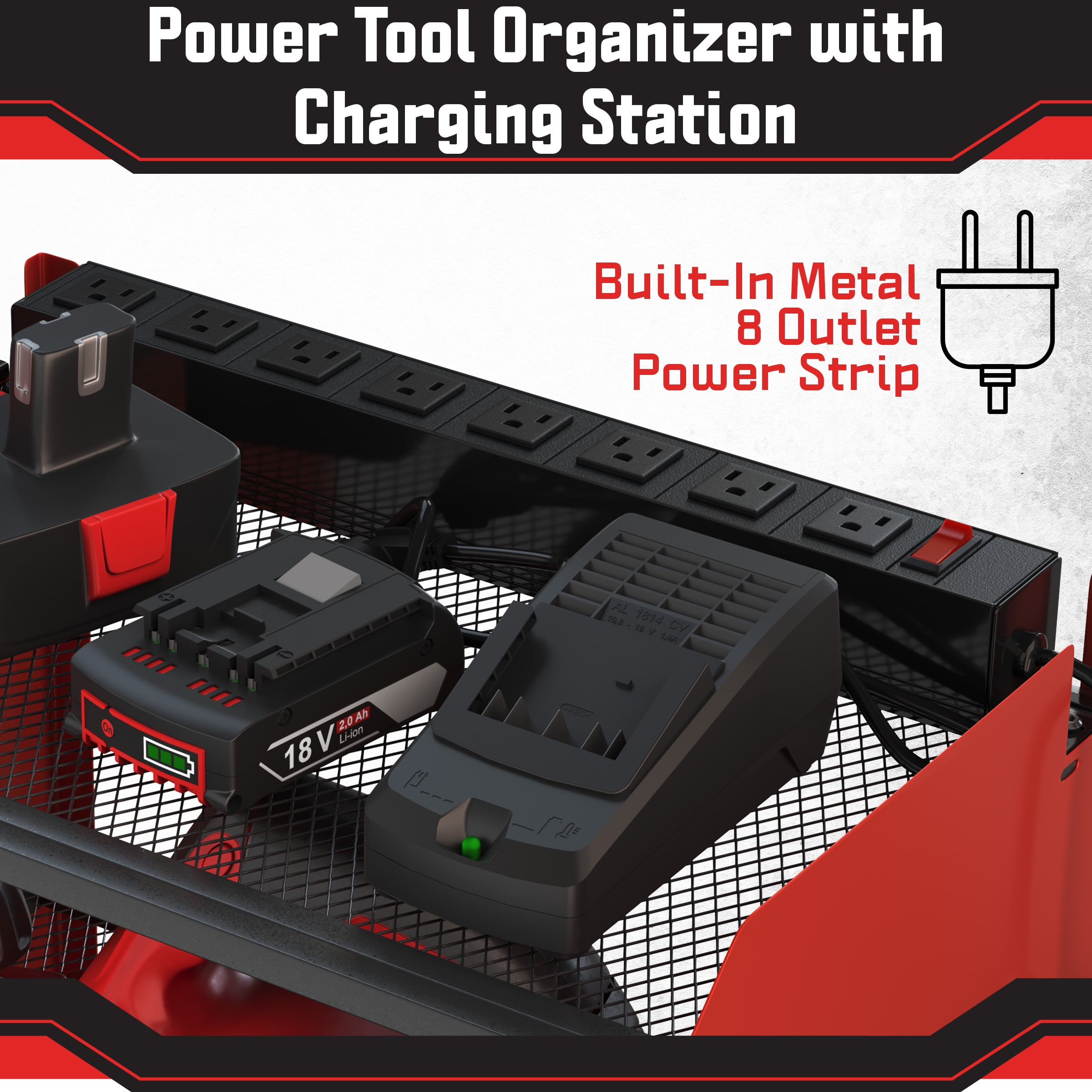 Stalwart Drill Holder Power Tool Organizer Wall Mount with Charging Station
