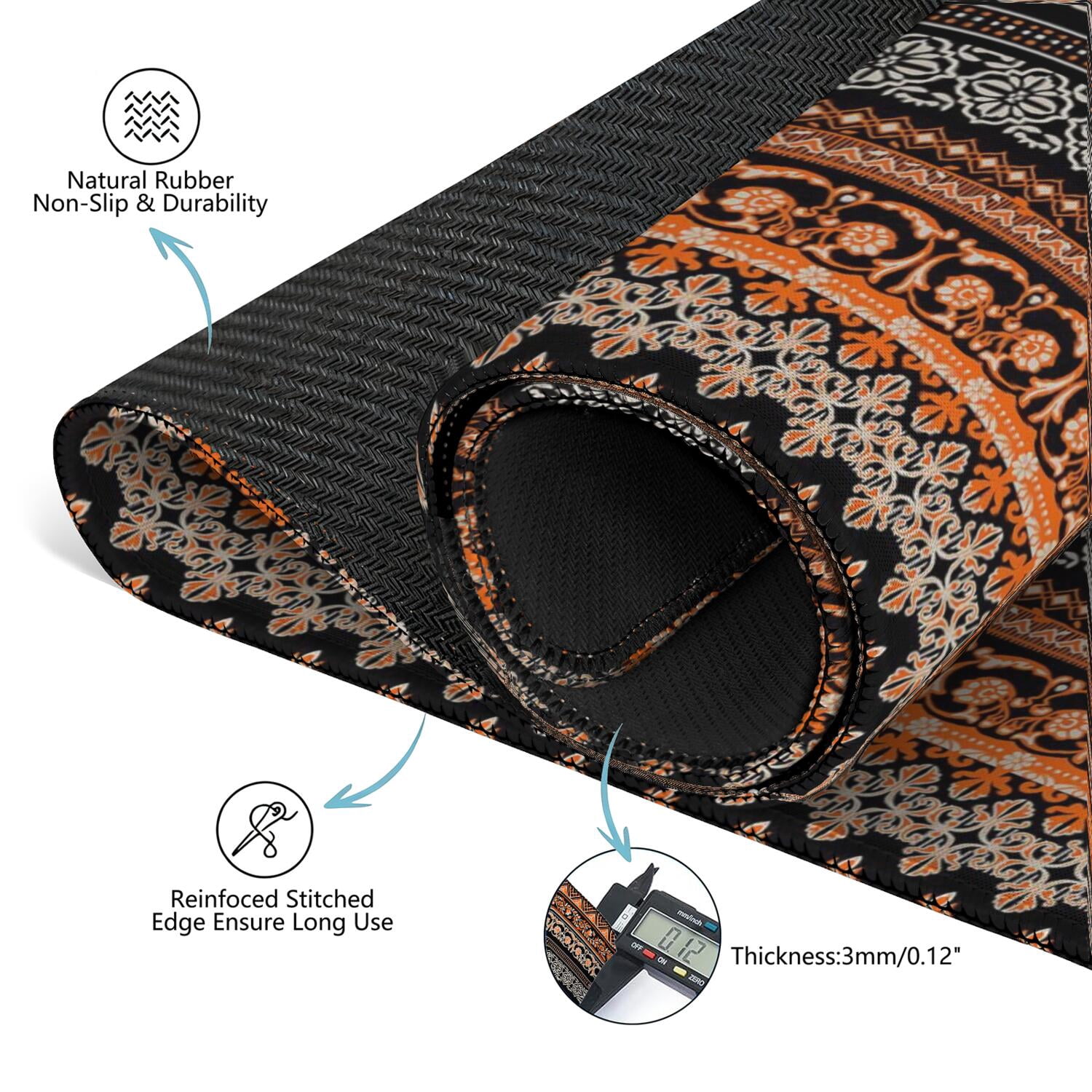 Boho Style Large Rubber Mahjong Playing Mat 31.5x31.5 Inch Game Table Cover Features Non-Skid Bottom for Stability and Noise Dampening for Tiles and Cards