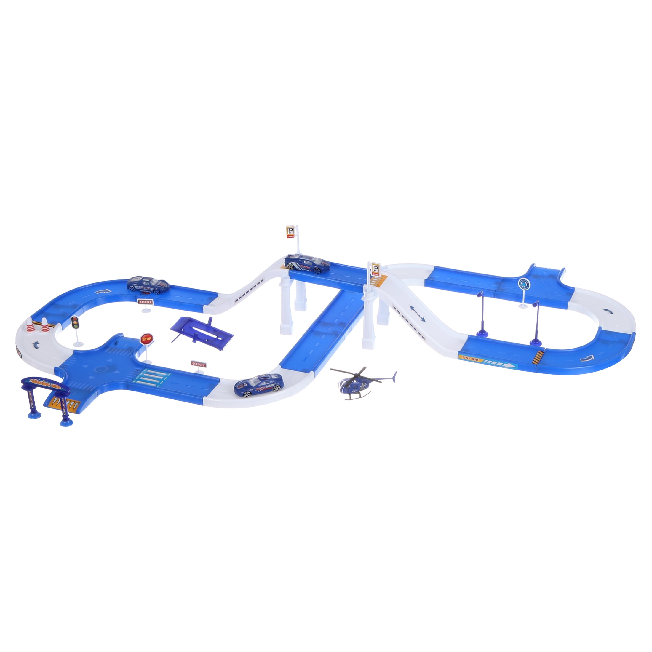 Police City Track Playset with Garage and Car Wash for Ages 3-5