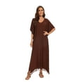 thumbnail image 6 of Beautybatik Brown Women Solid Caftan Kaftan Loungewear Maxi Plus Size Long Loose Dress 2X, 6 of 6