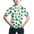 thumbnail image 3 of Shamrock Printed T-Shirts for Kids Irish Spring Summer Tops Round Neck Short Sleeve Soft Comfortable Casual Boys Girls St Patricks Day Z03-Army Green 7-8 Years, 3 of 3