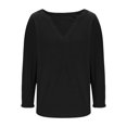thumbnail image 5 of QUNYINEY Womens Spring Tops Casual Puff 3/4 Sleeve V Neck Solid Blouses Loose Pullover Tops, 5 of 6