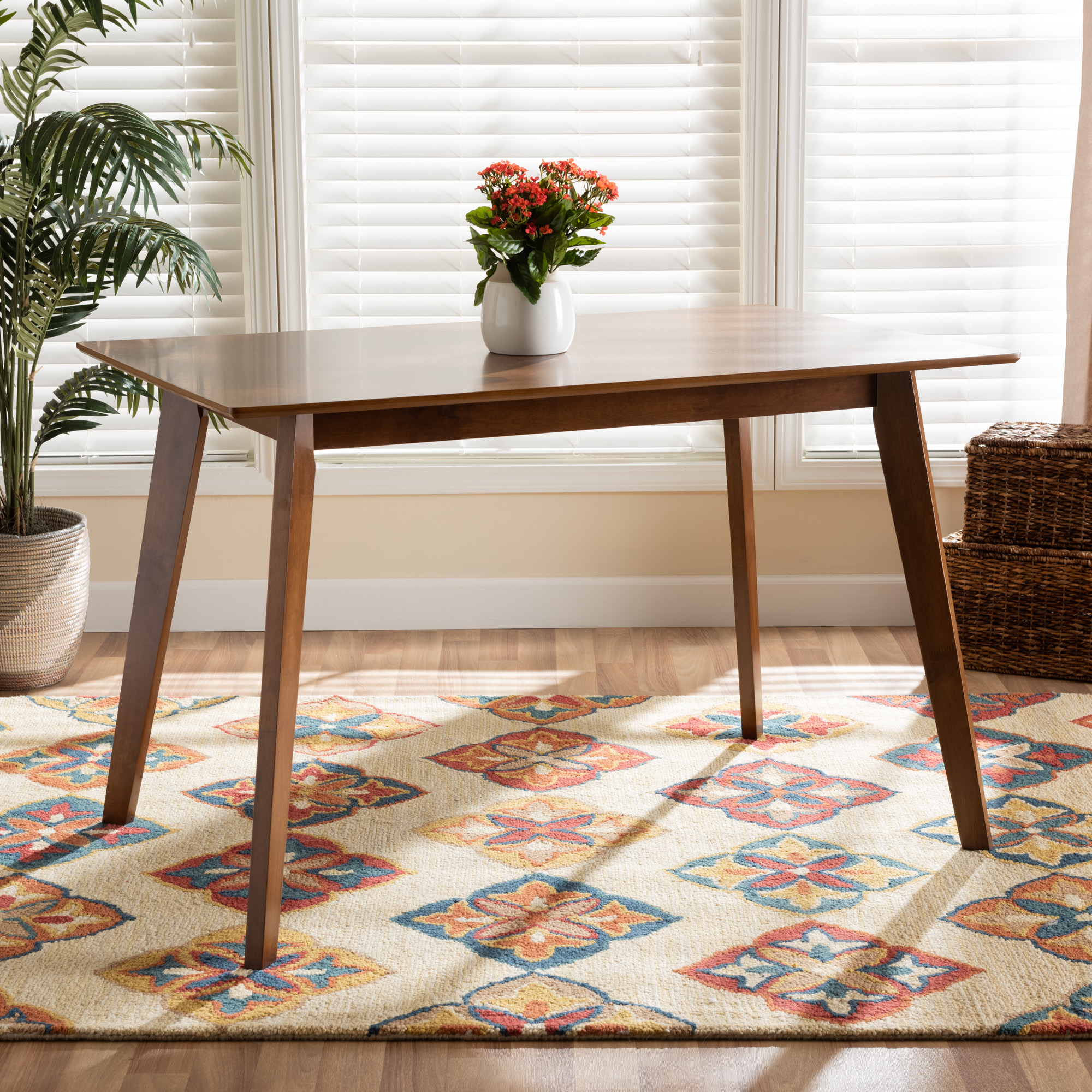 Baxton Studio Maila 29.5 in x 47.2 in x 29.9 in MDF Dining Table, Walnut Brown