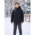 thumbnail image 5 of NEIKU Boys Winter Jacket Waterproof Fleece Lined Hooded Winter Puffy Cotton Coat Outdoor Jacket Black 10-12Y, 5 of 6