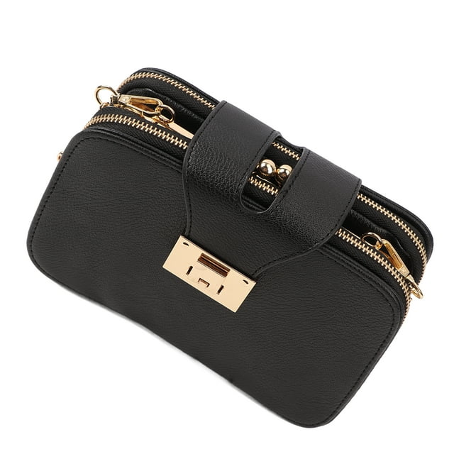Bolso De Cadena Para Mujer, De Piel Sintética, De Gran Capacidad, Resistente Al Agua, Negro, Con Cadena De Hombro Para Citas, Compras, Viajes