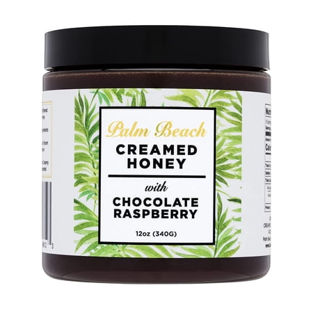 Palm Beach Creamed Honey with Raspberry and Chocolate, Whipped Natural Wildflower Honey, Kosher Certified, 12 Ounces