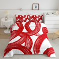 thumbnail image 2 of Castle Fairy Abstract Curved Brush King Size Comforter Sets 3pcs,Watercolor Ring Stripes Comforters King Size,Red White,Reversible,1 Comforter and 2 Pillowcases, 2 of 6