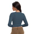 thumbnail image 5 of Womens Long Sleeve Shirts Basic Crop Tops Going Out Fall Fashion Underscrubs Layer Slim Fit Tops, 5 of 6