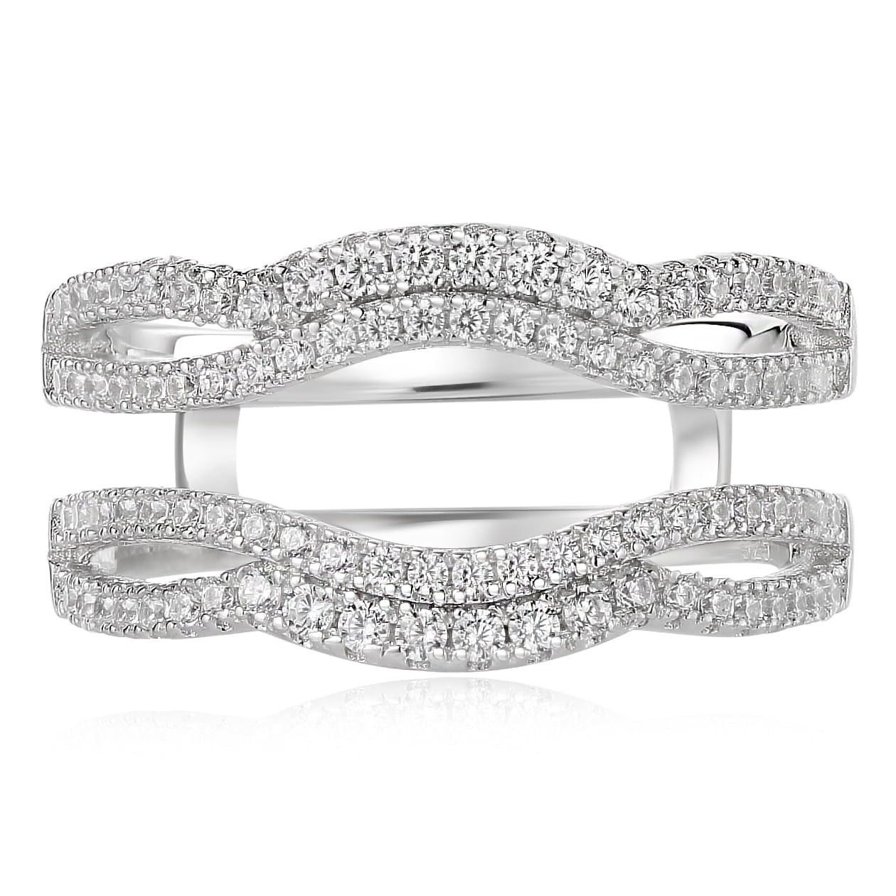 Newshe Bridal Ring Enhancer for Engagement Rings Wedding Band for Women AAAAA Cz Eternity Ring Guard Size 7