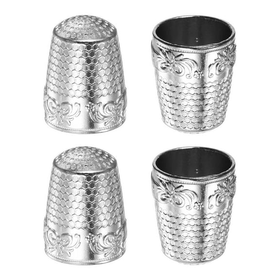 Uxcell Sewing Thimble Copper Sewing Thimble Finger Protector, Silver Tone 4 Pack